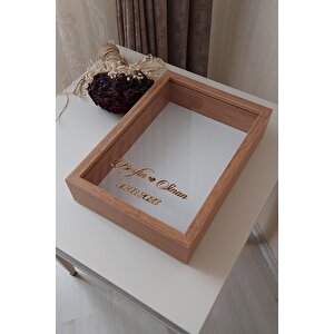 Yeni Model 25x35 Cm Bambu Derin Gül Tasarım Çerçevesi! Gül Kutusu Anı Çerçevesi! Isimli