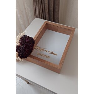 Yeni Model 25x35 Cm Bambu Derin Gül Tasarım Çerçevesi! Gül Kutusu Anı Çerçevesi! Isimli