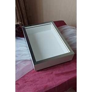 Ledsiz 25x35 Cm Beyaz-füme Derin Gül Tasarım Çerçevesi! Gül Kutusu Anı Çerçevesi! Isimsiz