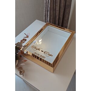Yeni Model 25x35 Cm Gold Ledli Derin Gül Tasarım Çerçevesi! Gül Kutusu Anı Çerçevesi!