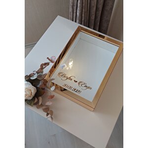 Yeni Model 25x35 Cm Gold Ledli Derin Gül Tasarım Çerçevesi! Gül Kutusu Anı Çerçevesi!
