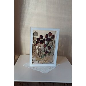 İsimli 25x35 Cm Çift Yönlü Derin Gül Çerçevesi! Gelin Buketi Çerçevesi! Beyaz