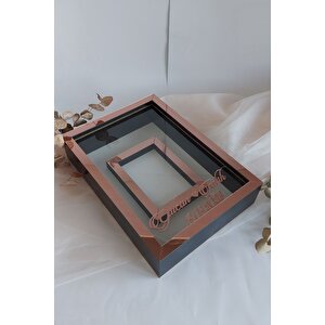 Yeni Model Ledsiz 25x35 Cm Siyah-rose Fotoğraf Alanlı Model Tasarım Gül Kutusu Anı Çerçevesi!