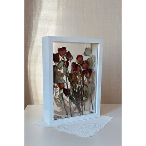25x35 Cm Çift Yönlü Derin Gül Çerçevesi! Gelin Buketi Çerçevesi! Beyaz