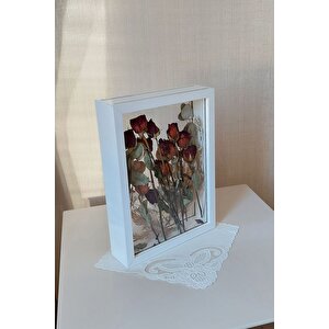 25x35 Cm Çift Yönlü Derin Gül Çerçevesi! Gelin Buketi Çerçevesi! Beyaz