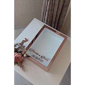 25x35 Cm Rosegold Ledsiz Derin Gül Tasarım Çerçevesi! Gül Kutusu Anı Çerçevesi! Isimli
