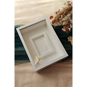 25x35 Cm Beyaz Fotoğraf Alanlı Model Tasarım Gül Kutusu Anı Çerçevesi! Isimsiz Ledli!