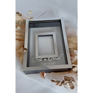 Yeni Model Ledsiz 25x35 Cm Siyah-gümüş Fotoğraf Alanlı Model Tasarım Gül Kutusu Anı Çerçevesi!