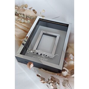 Yeni Model Ledsiz 25x35 Cm Siyah-gümüş Fotoğraf Alanlı Model Tasarım Gül Kutusu Anı Çerçevesi!