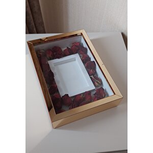 25x35 Cm Gold Renkli Fotoğraf Alanlı Model Tasarım Gül Kutusu Anı Çerçevesi! Yeni Model Çerçeve!