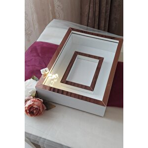 25x35 Cm Beyaz-rosegold Fotoğraf Alanlı Model Tasarım Gül Kutusu Anı Çerçevesi! Isimsiz Ledli!