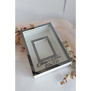 Yeni Model Ledsiz 25x35 Cm Füme-beyaz Fotoğraf Alanlı Model Tasarım Gül Kutusu Anı Çerçevesi!