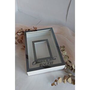 Yeni Model Ledsiz 25x35 Cm Füme-beyaz Fotoğraf Alanlı Model Tasarım Gül Kutusu Anı Çerçevesi!