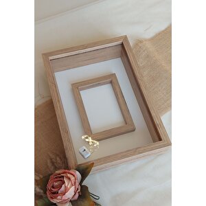 25x35 Cm Ceviz Fotoğraf Alanlı Model Tasarım Gül Kutusu Anı Çerçevesi! Isimsiz Ledli!