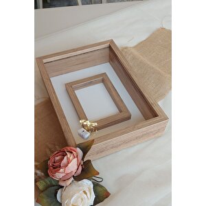 25x35 Cm Ceviz Fotoğraf Alanlı Model Tasarım Gül Kutusu Anı Çerçevesi! Isimsiz Ledli!