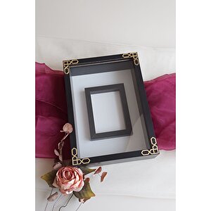 25x35 Cm Siyah Klasik Kenarlı Gül Kutusu Anı Çerçevesi! Yeni Model Çerçeve! Isimsiz -ledsiz
