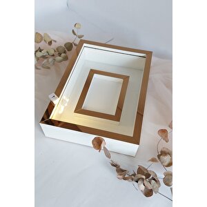 Ledli 25x35 Cm Beyaz-bronz Fotoğraf Alanlı Model Tasarım Gül Kutusu Anı Çerçevesi! Isimsiz Ledli!