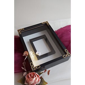 25x35 Cm Siyah Klasik Kenarlı Gül Kutusu Anı Çerçevesi! Isimsiz Ledli!