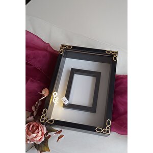 25x35 Cm Siyah Klasik Kenarlı Gül Kutusu Anı Çerçevesi! Isimsiz Ledli!