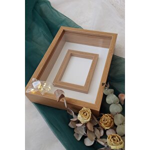 25x35 Cm Bambu Ledli Fotoğraf Alanlı Model Tasarım Gül Kutusu Anı Çerçevesi Isimsiz