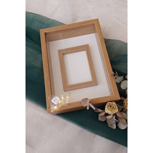 25x35 Cm Bambu Ledli Fotoğraf Alanlı Model Tasarım Gül Kutusu Anı Çerçevesi Isimsiz
