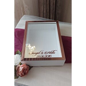 Yeni Model 25x35 Cm Beyaz-rose Ledli Derin Gül Tasarım Çerçevesi! Gül Kutusu Anı Çerçevesi! Isimli