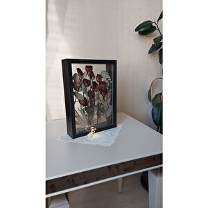Ledli 25x35 Cm Çift Yönlü Derin Gül Çerçevesi! Gelin Buketi Çerçevesi! Siyah