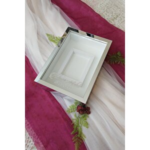 25x35 Cm Ledli Gümüş Pleksi Kaplı Fotoğraf Alanlı Model Tasarım Gül Kutusu Anı Çerçevesi!