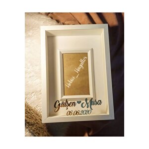 Yeni Model 25x35 Cm Beyaz Fotoğraf Alanlı Model Tasarım Anı Çerçevesi! Isimli Ledsiz! Parlak Beyaz
