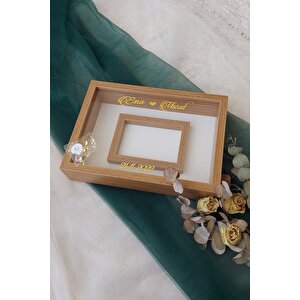 25x35 Cm Bambu Yatay Fotoğraf Alanlı Model Tasarım Gül Kutusu Anı Çerçevesi! Isimli Ledli