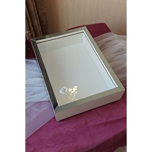 Ledli Yeni Trend 25x35 Cm Gümüş Derin Gül Tasarım Çerçevesi! Gül Kutusu Anı Çerçevesi! Isimsiz