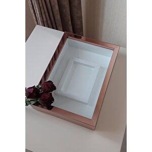 Ledli 25x35 Cm Rosegold Renk Fotoğraf Alanlı Model Tasarım Gül Kutusu Anı Çerçevesi! Isimsiz Ledli!