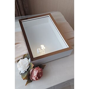 Ledli Yeni Trend 25x35 Cm Beyaz-bronz Derin Gül Tasarım Çerçevesi! Gül Kutusu Anı Çerçevesi! Isimsiz