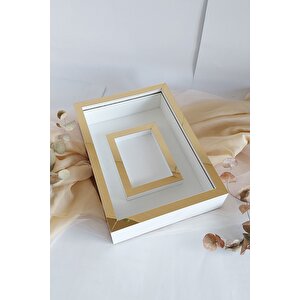 25x35 Cm Gold-beyaz Fotoğraf Alanlı Model Tasarım Gül Kutusu Anı Çerçevesi! Yeni Model Çerçeve!