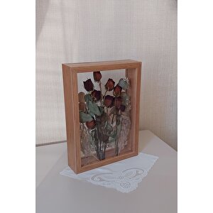 25x35 Cm Çift Yönlü Derin Gül Çerçevesi! Gelin Buketi Çerçevesi! Bambu