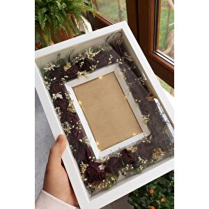 Ledli 25x35 Cm Üçgen Fotoğraf Alanlı Model Tasarım Gül Kutusu Anı Çerçevesi! Isimsiz Ledli!