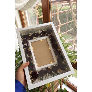 Ledli 25x35 Cm Üçgen Fotoğraf Alanlı Model Tasarım Gül Kutusu Anı Çerçevesi! Isimsiz Ledli!