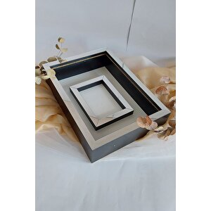Ledli 25x35 Cm Siyah-gümüş Fotoğraf Alanlı Model Tasarım Gül Kutusu Anı Çerçevesi! Isimsiz Ledli!