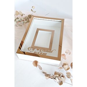 Yeni Model Ledsiz 25x35 Cm Beyaz-bronz Fotoğraf Alanlı Model Tasarım Gül Kutusu Anı Çerçevesi!