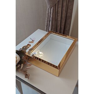 Ledli Yeni Trend 25x35 Cm Gold Derin Gül Tasarım Çerçevesi! Gül Kutusu Anı Çerçevesi! Isimsiz