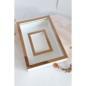 25x35 Cm Bronz-beyaz Fotoğraf Alanlı Model Tasarım Gül Kutusu Anı Çerçevesi! Yeni Model Çerçeve!