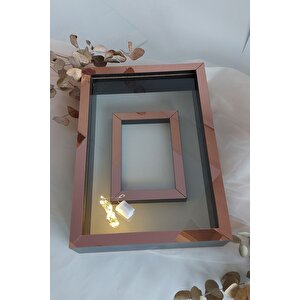 Ledli 25x35 Cm Siyah-rose Fotoğraf Alanlı Model Tasarım Gül Kutusu Anı Çerçevesi! Isimsiz Ledli!