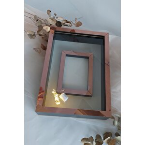 Ledli 25x35 Cm Siyah-rose Fotoğraf Alanlı Model Tasarım Gül Kutusu Anı Çerçevesi! Isimsiz Ledli!