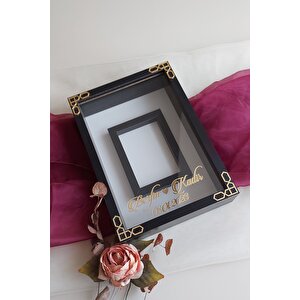 Yeni Model 25x35 Cm Siyah Renk Isimli Klasik Kenarlı Anı Çerçevesi