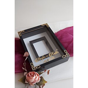Yeni Model 25x35 Cm Siyah Renk Isimli Klasik Kenarlı Anı Çerçevesi