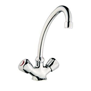 Baha Mutfak Lavabo Çeşmesi Bataryası Kuğu Çift Su Girişli Tse