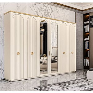 Seren Tamamı Mdf 6 Kapaklı Membran Kaplama Gardırop Dolap Montaj Dahil