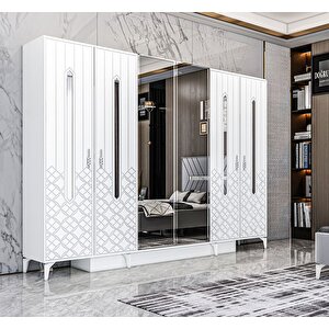Marbella Tamamı Mdf 6 Kapaklı Membran Kaplama Gardırop Dolap Montaj Dahil