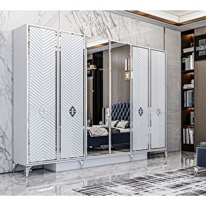 Marlinda Tamamı Mdf 6 Kapaklı Membran Kaplama Gardırop Dolap Montaj Dahil