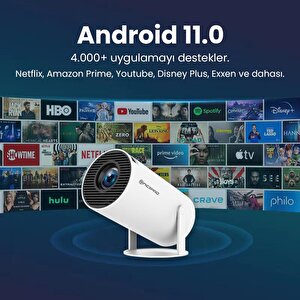 NPO FullHD Android11 BT5.0 Wifi5 120ANSI Lümen IOS/Android Taşınabilir Akıllı LED Projeksiyon HY300 PLUS